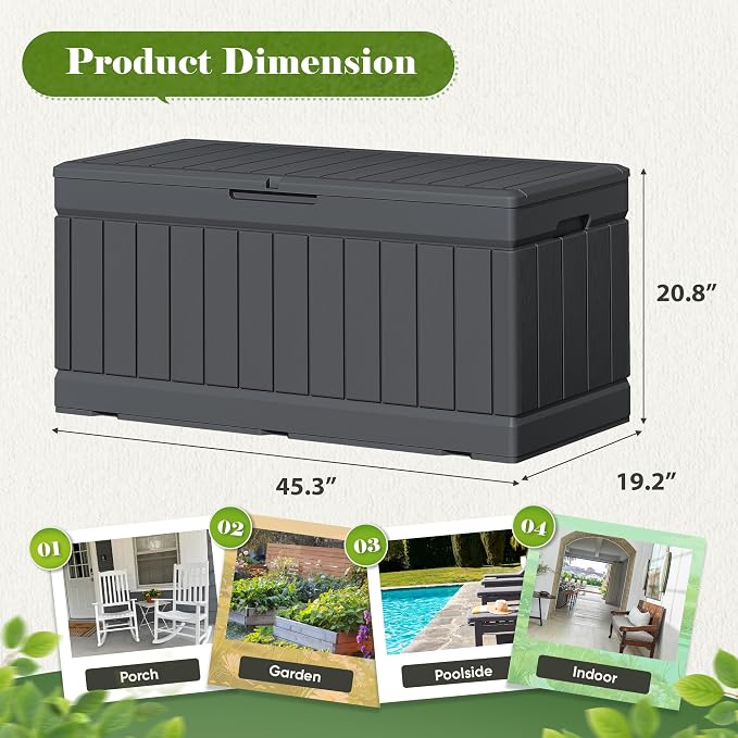 Flamaker Outdoor Storage Box 80 Gallon Resin Waterproof Deck Box | Delivery Box - Image 4