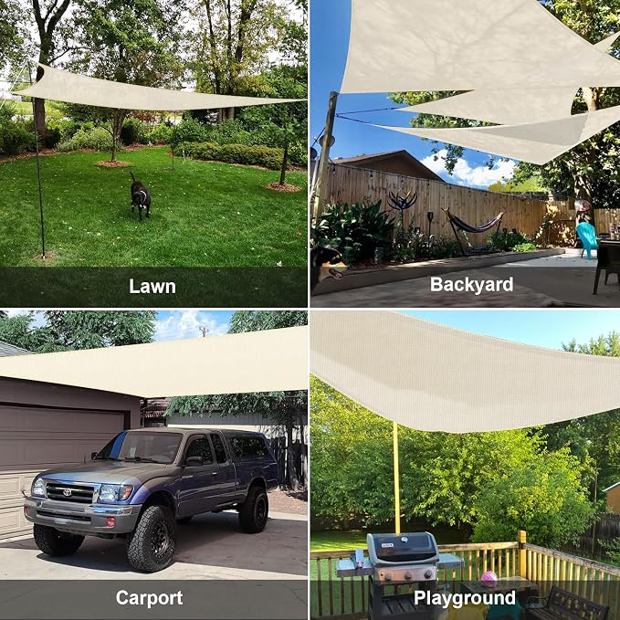 Sun Shade Sail 16' x 16' x 16' Butter Cream Triangle Sunshade | Outdoor sun - Image 8