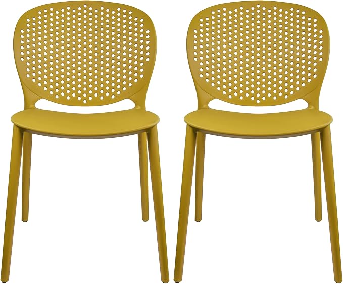 2xhome Set of 2 Patio Dining Chairs | Modern Stackable Outdoor Pool Side Chair by 2xhome