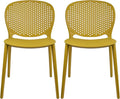2xhome Set of 2 Patio Dining Chairs | Modern Stackable Outdoor Pool Side Chair by 2xhome