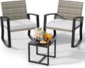 Qsun 3 Pieces Outdoor Patio Furniture Set Rocking Bistro Set, Outdoor Patio by Qsun