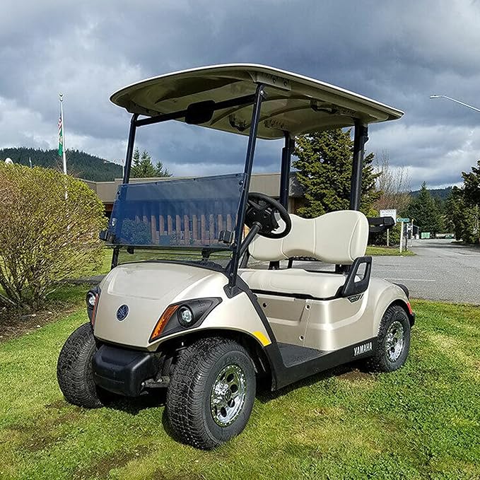 Huskey Golf Cart Front Seat Cover Compatable with Yamaha Drive G29, Drive 2 Model, White with Lime Green Diamond Stitched Insert Panel, Marine Grade Vinyl, Staple On