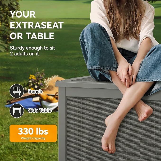 320 Gallon Outdoor Storage Box, Resin Deck Boxes Indoor and outdoor, Waterproof - Image 6