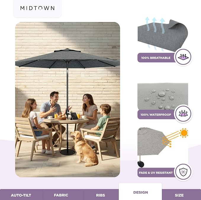 Midtown Umbrellas 10-Year-No-Fade - 8 Ft - UV Proof Greige Polyester Fabric - - Image 5
