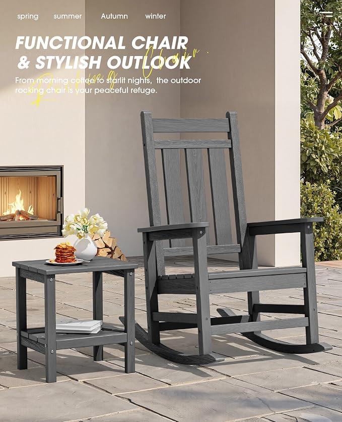 Oversized Outdoor Rocking Chair, HDPE Patio Rockers - Image 7
