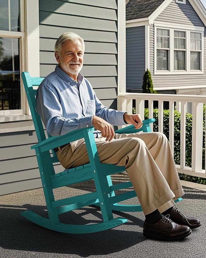 SERWALL Outdoor Rocking Chair Set of 2, HDPE Rocker - Image 8