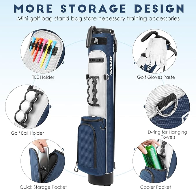 Findway Golf Stand Bag, Par 3 Golf Bag Pitch n Putt Small Golf Bag with Ball Holder and Cooler Bag, Lightweight Golf Carry Bag for Men Women