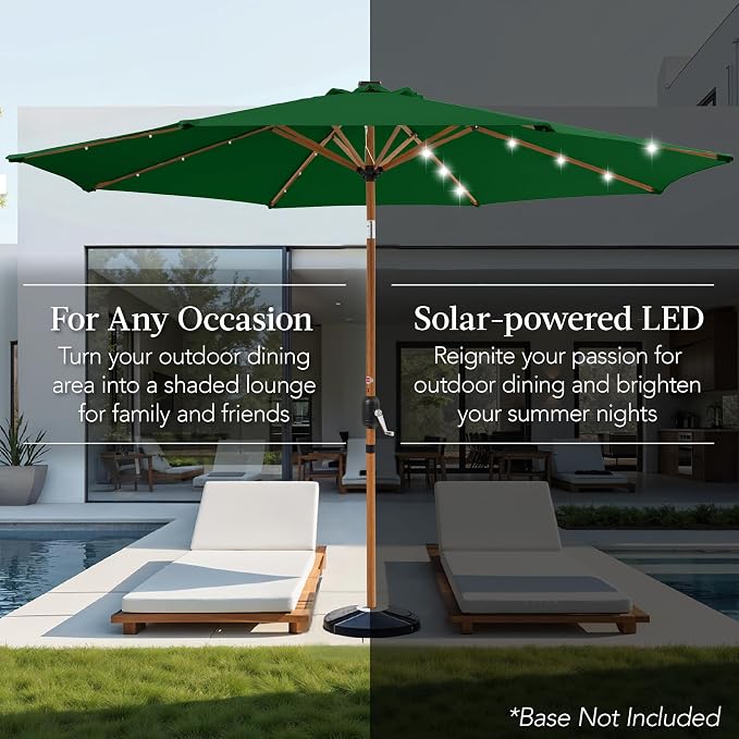 Best Choice Products 10ft Solar Market Patio Umbrella w/Woodgrain Pattern Pole - Image 4