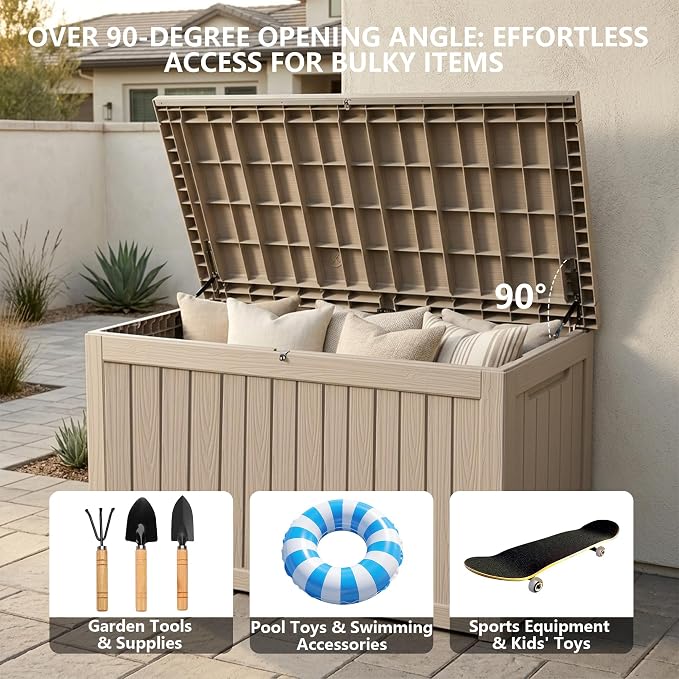 Outdoor Storage Box, 270 Gallon Waterproof Deck Box, Super-Sized Gas-Spring - Image 7
