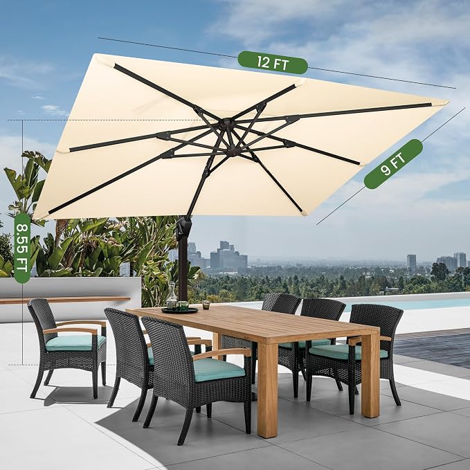 9' X 12' Cantilever Patio Outdoor Umbrella - Image 6