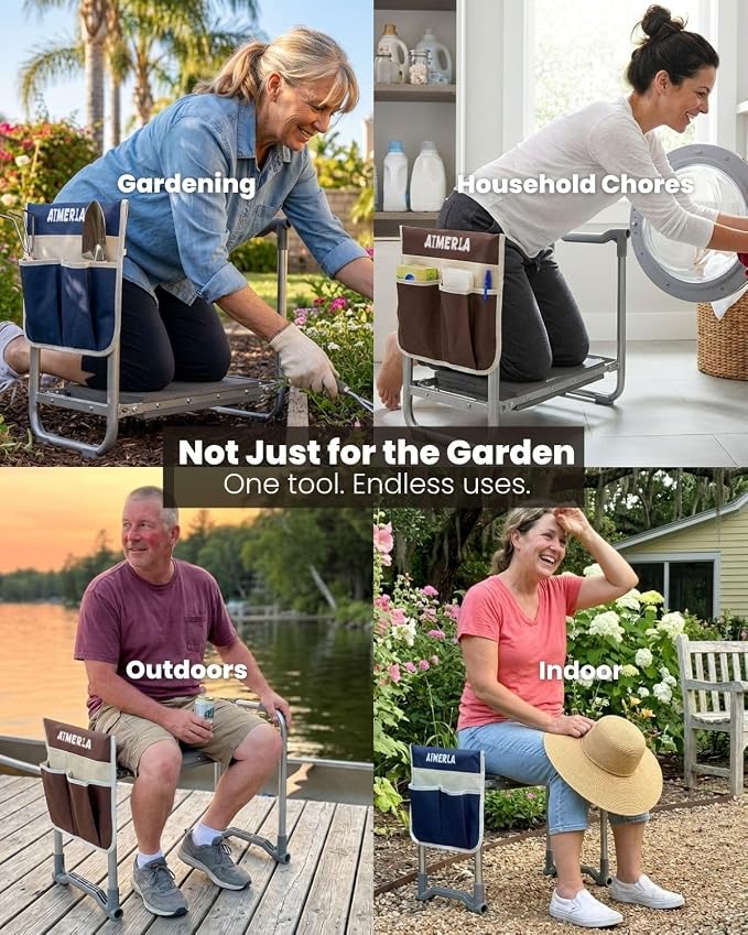 Foldable Garden Kneeler Seat Heavy Duty Garden Stool - Image 7