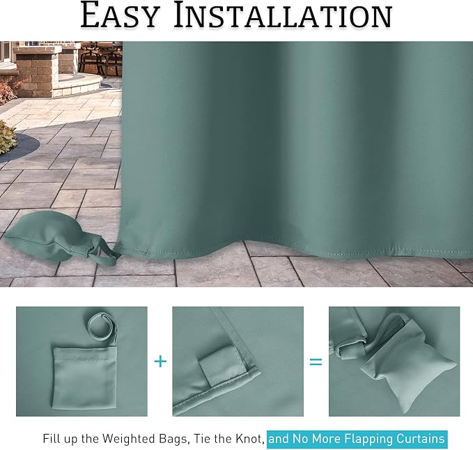 RYB HOME Outdoor Curtains for Patio Windproof - Image 5