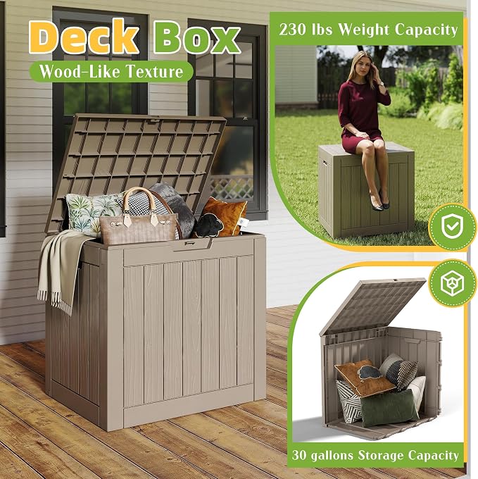 30 Gal Outdoor Storage Box Waterproof UV Resistant Deck Box | Resin storage bin - Image 6