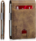 RUNBOX Money Clip Wallets for Men,Slim Leather Mens Bifold Wallet,RFID Blocking Front Pocket Wallet,Thin Credit Card Holder with Gift Box