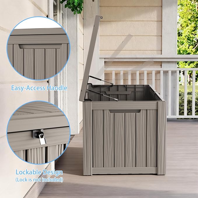 200 Gallon Large Outdoor Storage Box Waterproof, UV Resistant Resin Deck Box - Image 5
