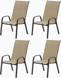 Patio Chairs Set of 4, Outdoor Stackable Dining Chairs by VaJouer