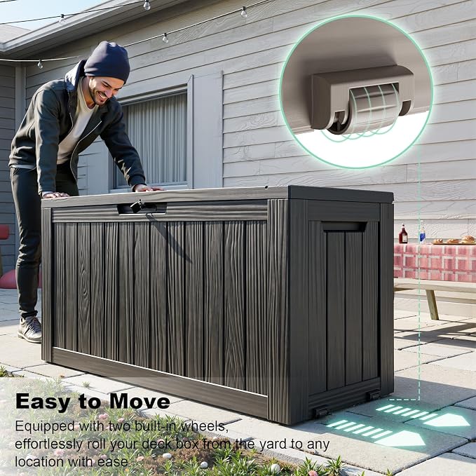 90 Gal Waterproof Outdoor Storage Box UV Resistant Deck Box | Large resin - Image 3
