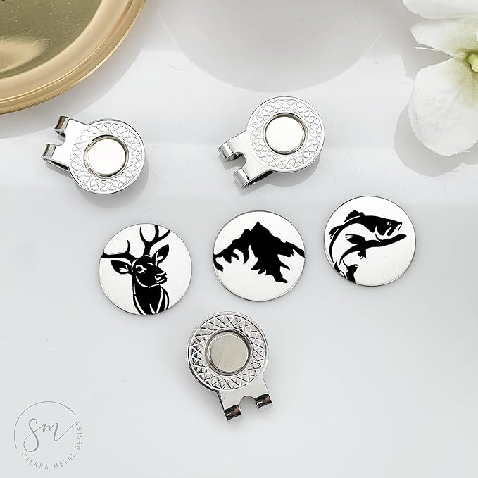 Sportsman Golf Ball Markers Set of 3 –Mountains, Fish, Deer-Golf Ball Markers Hunting Golfball Marker Valentines Day Christmas Birthday Love Golf FBA-SPORTSMAN-3-GOLF