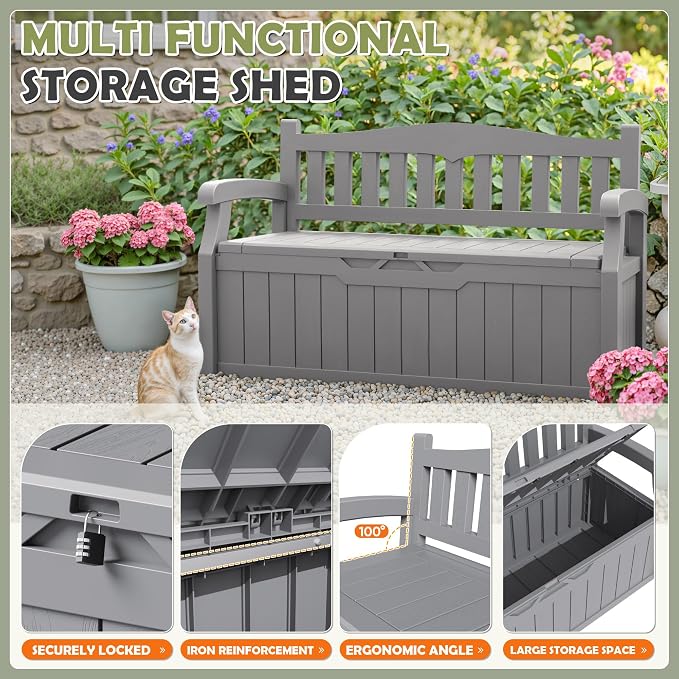 Homall 75 Gallon Outdoor Storage Benches Lockable Deck Box Waterproof | UV - Image 6