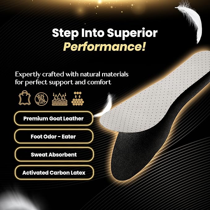 HANDARTE Premium Leather Shoe Insoles | Thin Shoe Inserts for Women | Dress Shoe Insoles - Durable - 100% Natural Goatskin & Anti Sweat - Suitable for No-Socks (US W8 | EU39)