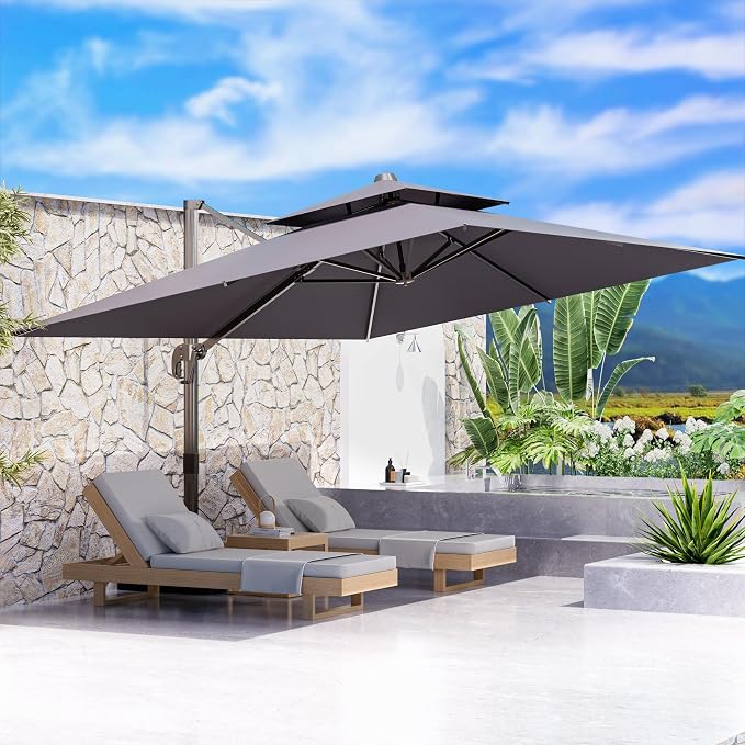 10' X 13' Outdoor Patio Umbrella Large Rectangle Cantilever Umbrella Heavy Duty - Image 8