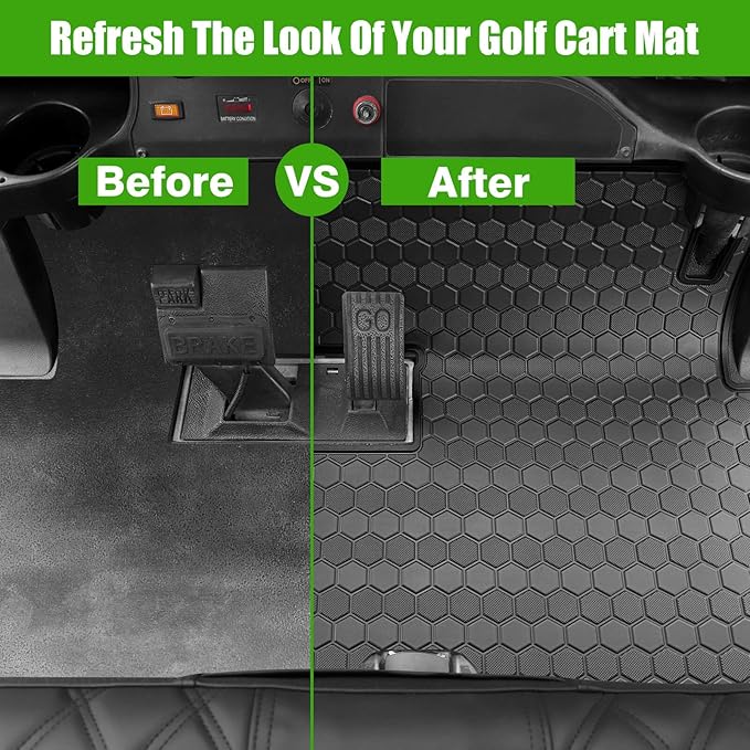 Club Car Precedent Golf Cart Full Coverage Floor Liner Mat, Fits Club Car Precedent (2004-2023), Onward & Tempo (2017-2023), Villager & V4L (2019-2023), Durable Anti-Slip Rubber