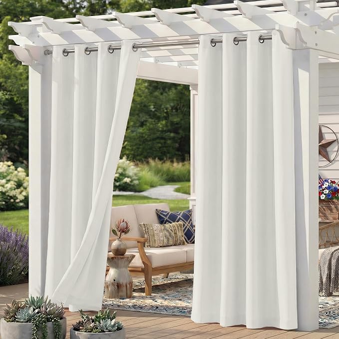 Set of 4 Outdoor Curtains for Patio Waterproof, Breathable Grommet Panels for by Sunshelf