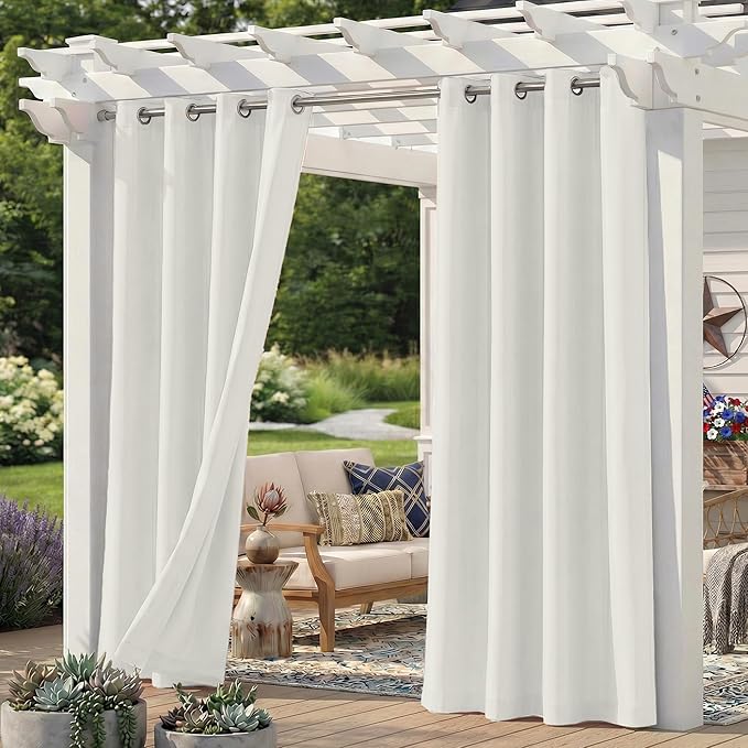 Set of 4 Outdoor Curtains for Patio Waterproof, Breathable Grommet Panels for by Sunshelf
