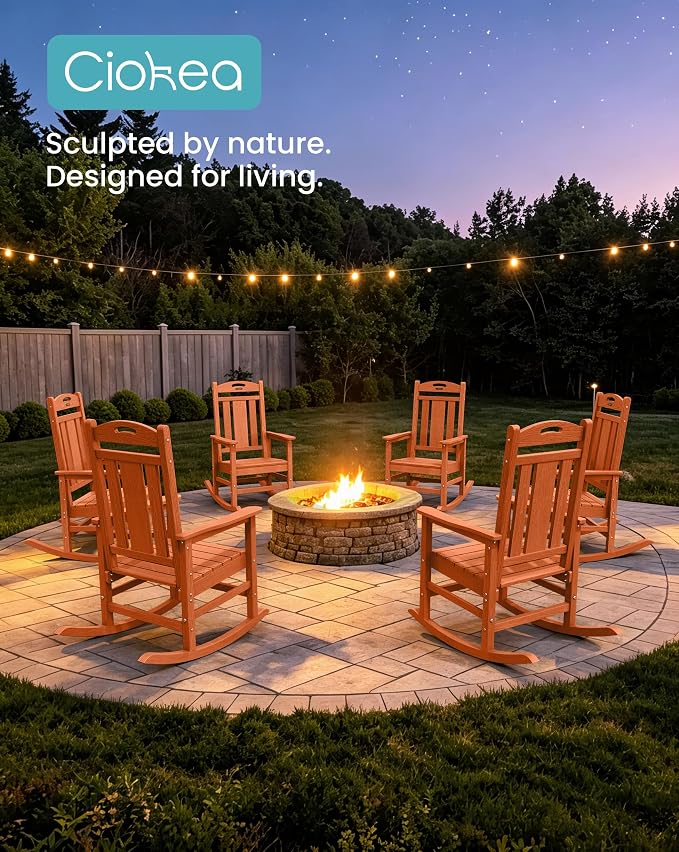 Oversized Outdoor Rocking Chairs Set of 3, 380lbs Heavy-Duty Large Patio Rocker - Image 4
