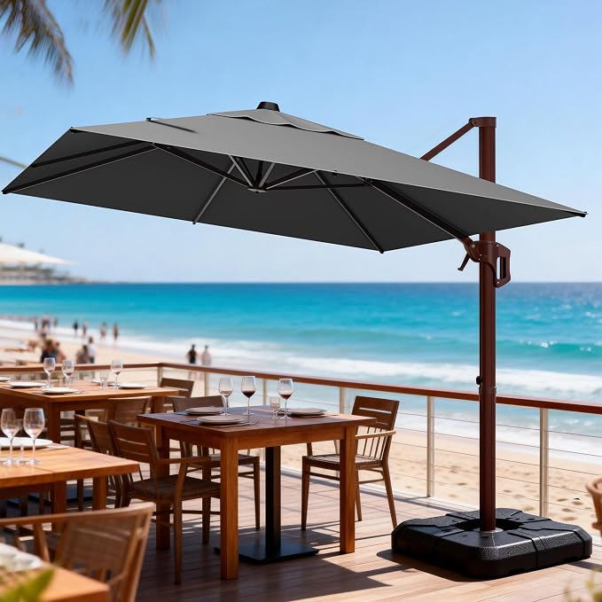 9' X 12' Cantilever Patio Umbrella Rectangle Outdoor Umbrella - Image 9