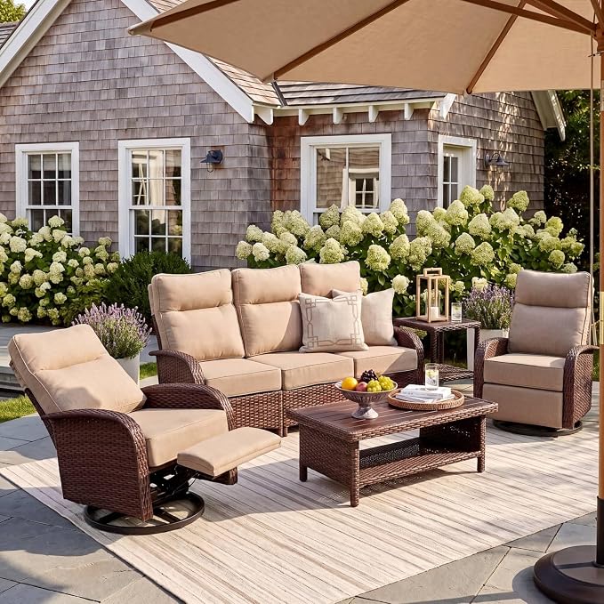 Resort-Grade Recliners Patio Furniture, 6.2" Ultra Thick Cushions | Heavy Duty by VELSCAPE