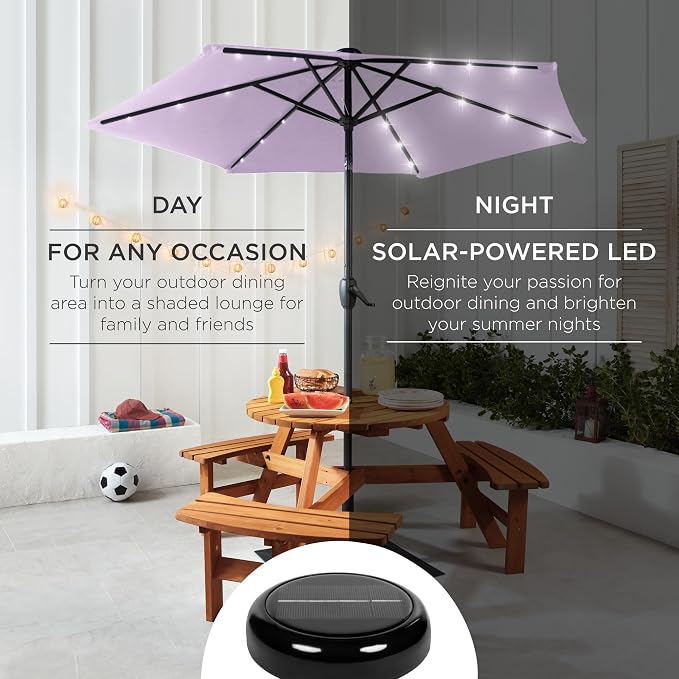 Best Choice Products 7.5ft Solar Umbrella LED Lighted Patio Umbrella, Table - Image 3