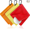 Flutesan 3 Pieces Golf Ball Towel 5.5 x 5.5 Inch, Wet and Dry Small Pocket Towel with D Clip Portable Golf Ball Cleaner Accessories for Men Women Course Exercise