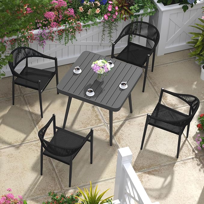 TWT Patio Dining Chairs Outdoor Stackable - Image 2