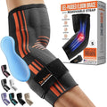 DR. BRACE® Elite Elbow Brace Support, Breathable Elbow Compression Sleeve with Gel Pad for Golfer's, Tennis Elbow & Tendonitis Treatment & Pain Relief 2024 (Grey-Orange, Small)