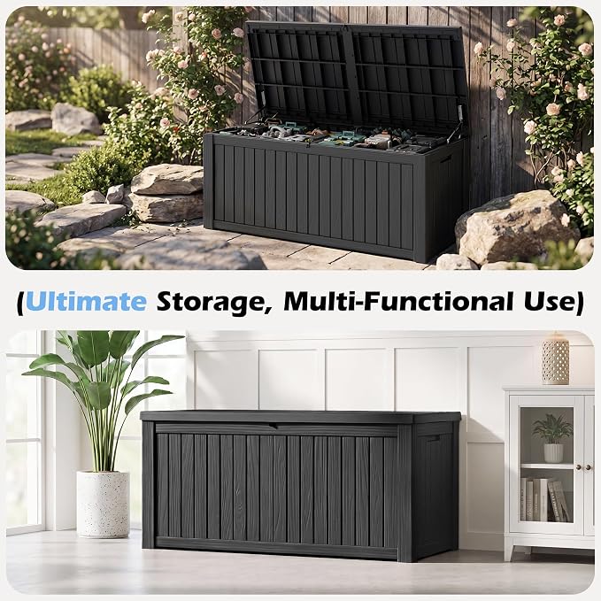 Outdoor Storage Box, 200 Gallon Resin Deck Boxes Outdoor Waterproof - Image 6