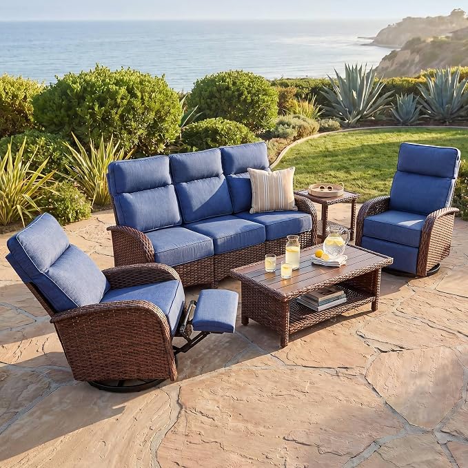 Resort-Grade Recliners Patio Furniture, 6.2" Ultra Thick Cushions | Heavy Duty by VELSCAPE