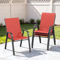 Outdoor Patio Chairs Set of 4 Stackable Dining Chairs All-Weather Textilene by CHINNLUU