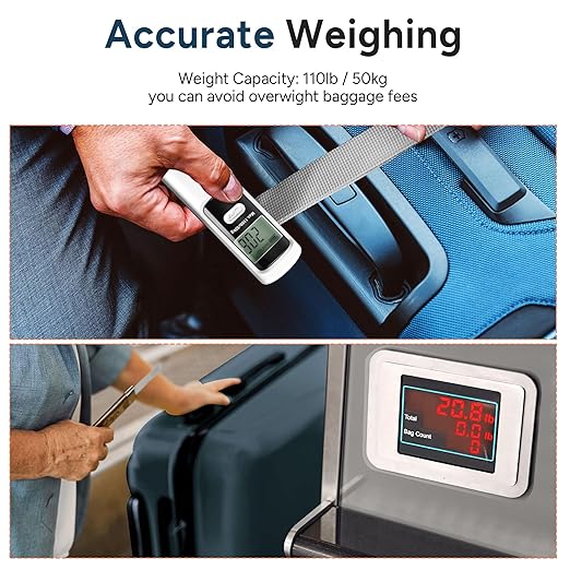 Battery-Free Luggage Scale, Suitcase Scale for Travel, 110 lbs/50 kg, Portable Handheld Weight Scale, No Batteries Needed