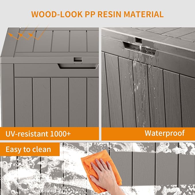 35 Gallon Outdoor Storage Box, Large Resin Deck Box - Image 4