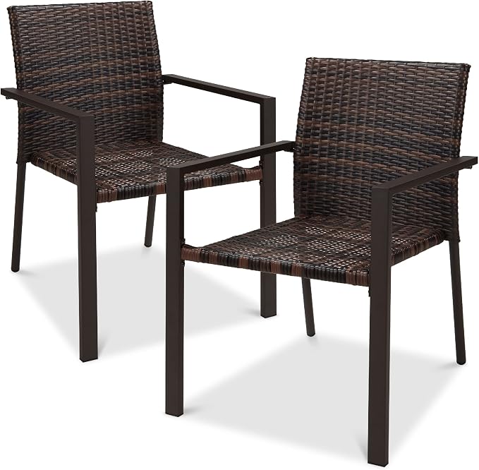 Best Choice Products Set of 2 Stackable Outdoor Wicker Dining Chairs by Unknown