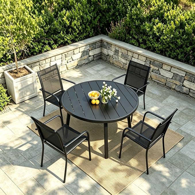 Stackable Patio Chairs Set of 8, Outdoor Dining Chairs - Image 3