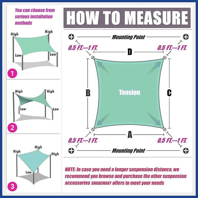 8' x 11' Green Sun Shade Sail Rectangle SMSLR Canopy Fabric Cloth Screen - Image 6