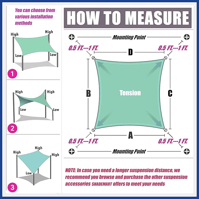 15' x 24' Black Sun Shade Sail Rectangle SMSLR Canopy Fabric Cloth Screen - Image 6