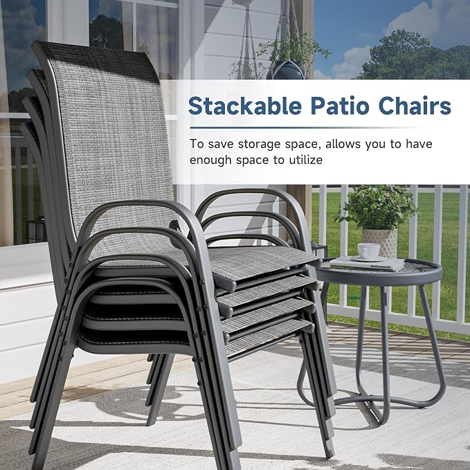 Amopatio Patio Chairs Set of 4, Breathable Garden Outdoor Furniture - Image 5
