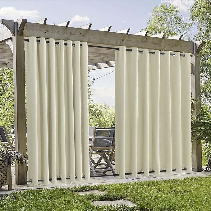 RYB HOME Extra Wide Outdoor Curtains 2 Panels or Patio Waterproof | Blackout by RYBHOME