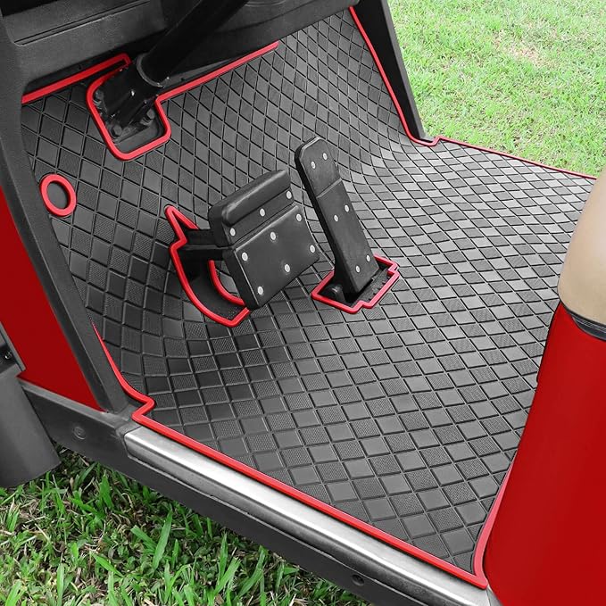 Golf Cart Floor Liner Mat 8mm Thick Rubber Full Coverage Fit for EZGO TXT (1994-2025), Express S4 (2012-2020), Cushman Workhorse, EX1 (2020), Valor, Navitas, Some Star Carts Mats Replacement
