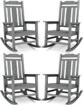 SERWALL Oversized Outdoor Rocking Chairs Set of 4, Patio Rocker Unique Gray | by SERWALL