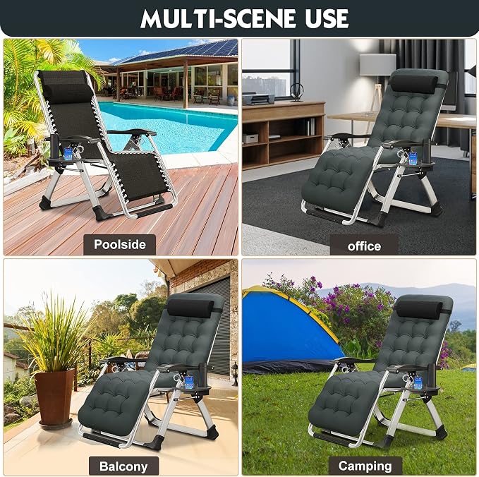 MOPHOTO Zero Gravity Chair, Outdoor Padded Lounge Chair - Image 6
