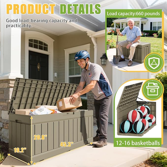 Greesum Outdoor Storage Box 82 Gallon Storage Bin - Image 7